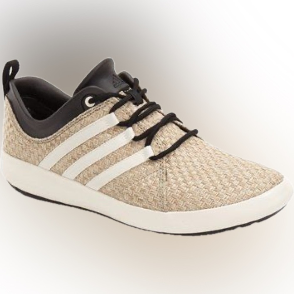 Adidas Men’s Satellize MC Plein Air Sneaker GUC Tan Black & White Stripes Sz 7.5